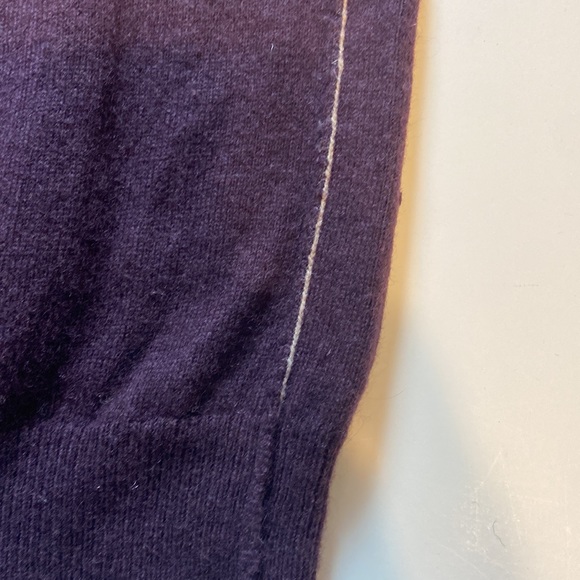 Wallace Eggplant/purple V-Neck Cashmere/wool Blend Sweater, Sz XS - Picture 6 of 6